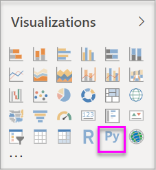 Screenshot that shows the Python option in Visualizations.