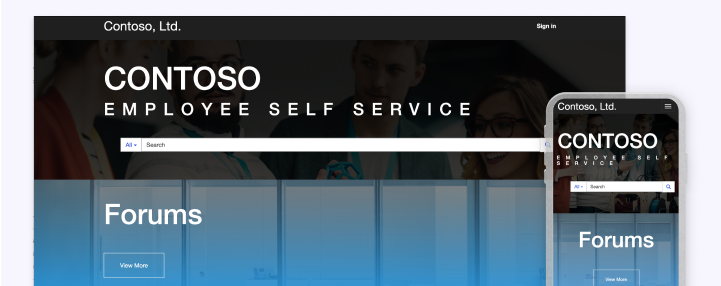 Целевая страница шаблона самообслуживания сотрудников.