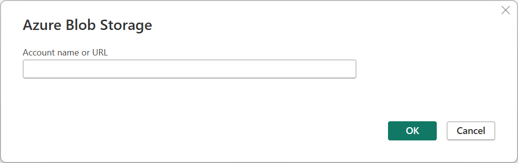 Снимок экрана: диалоговое окно Хранилище BLOB-объектов Azure, в котором введите имя учетной записи или URL-адрес.