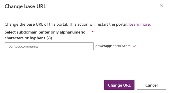 Указание нового базового URL-адреса портала.