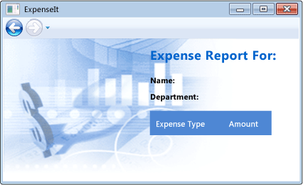 Снимок экрана примера ExpenseIt