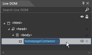 Blend - панель "Динамическая DOM" - переименование(HTML)