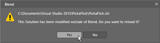 Сообщение "Перезагрузка файлов" в Blend