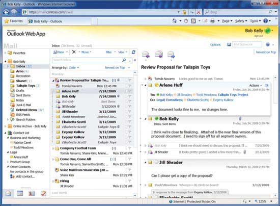 Figure 2 Accessing e-mail using the Outlook Web App