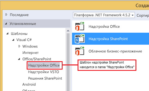 Шаблон приложения для SharePoint в Visual Studio