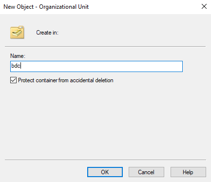 New object - organizational unit.