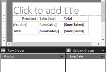Screenshot that shows the Report Builder grouping pane.