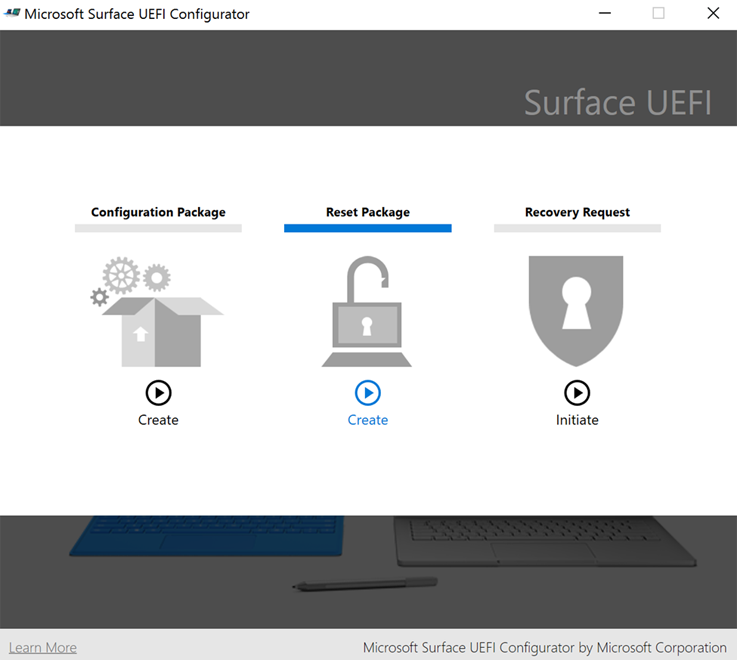 Выберите Сбросить пакет, чтобы создать пакет для отмены регистрации устройства Surface в SEMM.