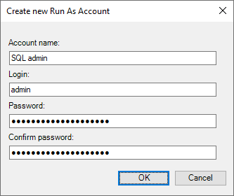 Снимок экрана: настройка учетной записи запуска от имени для автоматического шаблона.