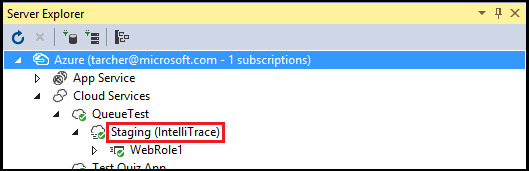Обозреватель сервера: IntelliTrace включен