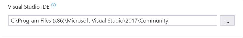 Screenshot of the Visual Studio IDE section of the Installation locations tab of the Visual Studio Installer.