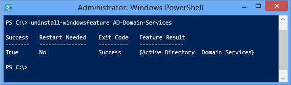 PowerShell Uninstall-WindowsFeature Example
