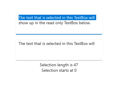 text box selection