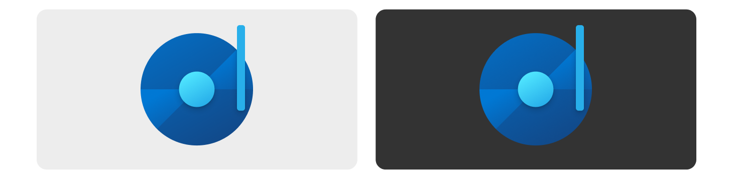Схема, показывающая две версии одного и того же значка: одна в темной теме, а другая — в светлой.