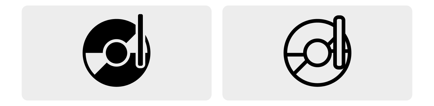 Схема, показывающая две версии значка в цветовых темах с высокой контрастностью.