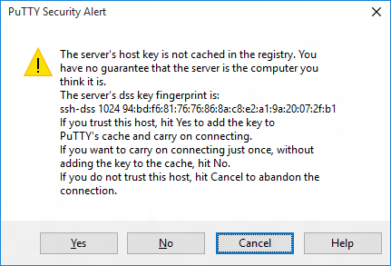 putty security prompt