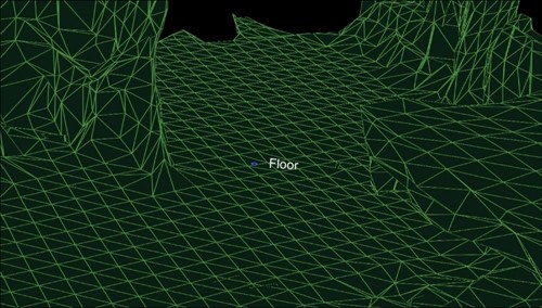 Raycast result reporting intersection with the floor.