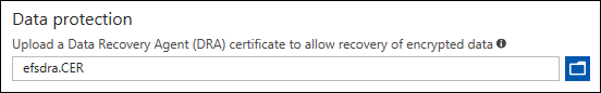 Microsoft Intune отправьте сертификат агента восстановления данных (DRA).