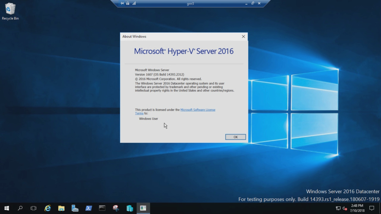  Microsoft Hyper-V Server 2016.