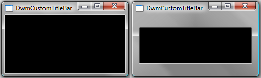 снимок экрана: Стандартная (слева) и расширенная рамка (справа) с черным фоном