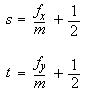 Уравнение, показывающее значения, назначенные координатам текстуры i и t.