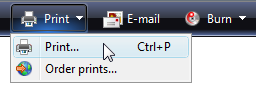 screen shot of toolbar and print command