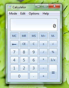Снимок экрана: стеклянная рамка вокруг калькулятора 