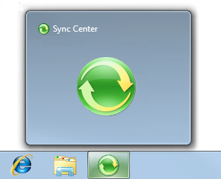 Снимок экрана: кнопка панели задач центра синхронизации Windows 