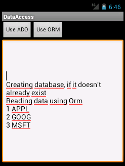Android ADO.NET sample