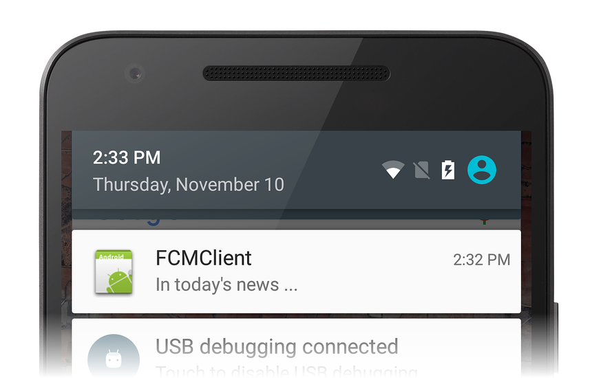 The topic message appears as a notification