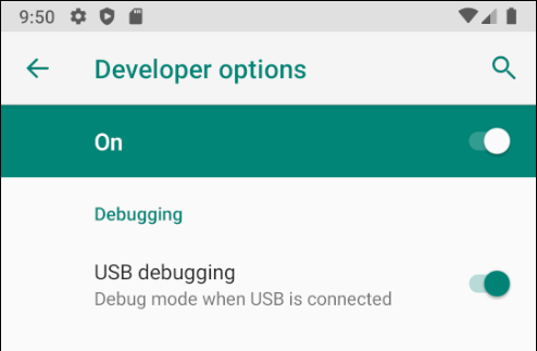 Экран параметров разработчика в Android