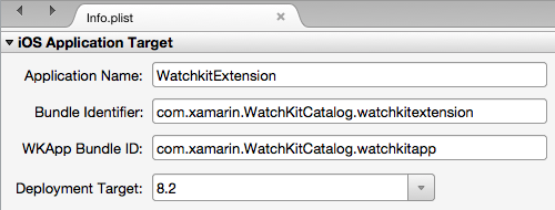 This screenshot is the Watch Extension's Info.plist file