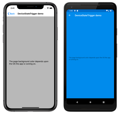 Снимок экрана с активированным изменением визуального состояния в iOS и Android