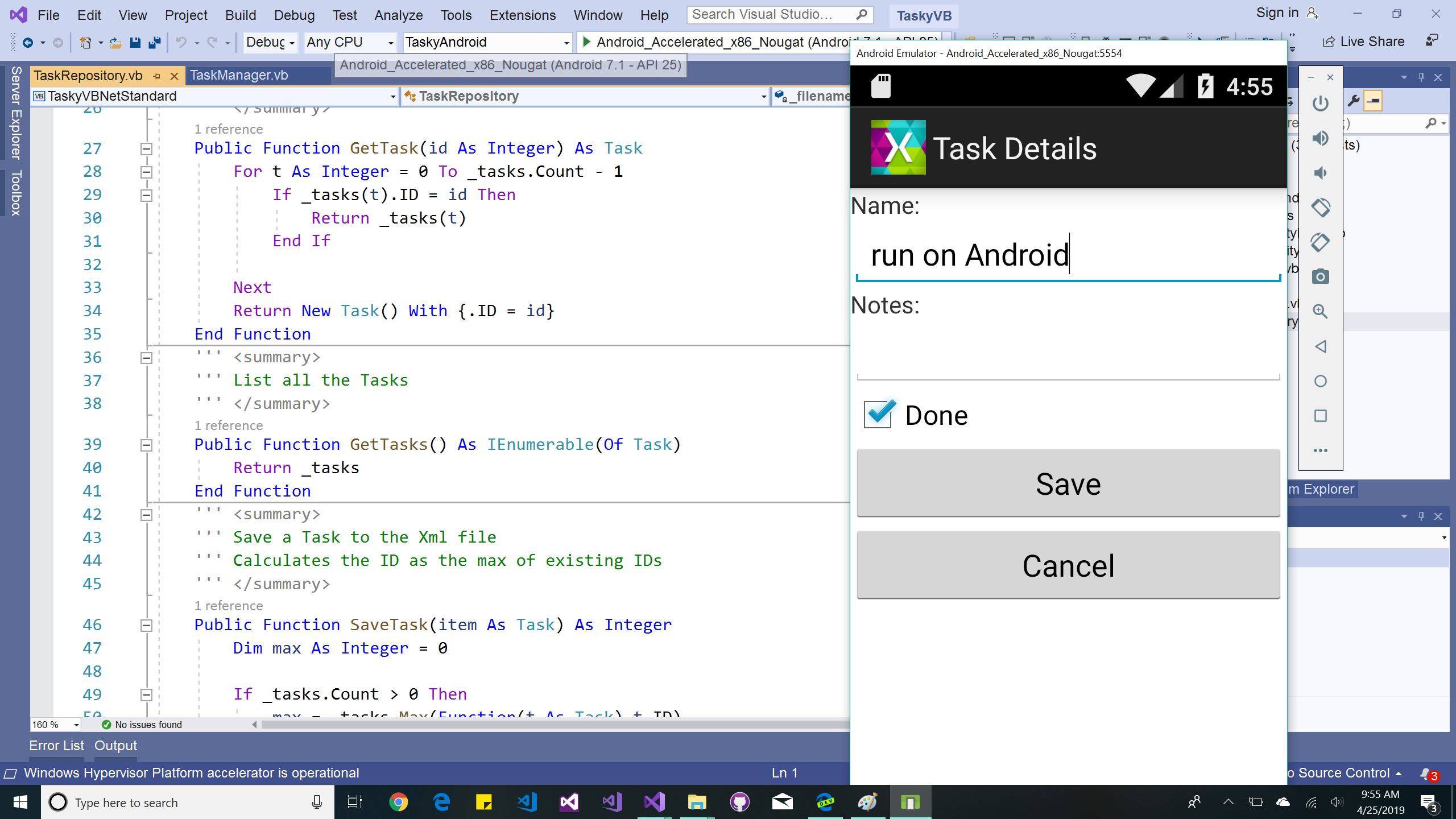 Visual Basic mobile app demo
