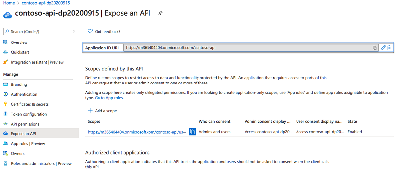 App ID URI in the Azure portal
