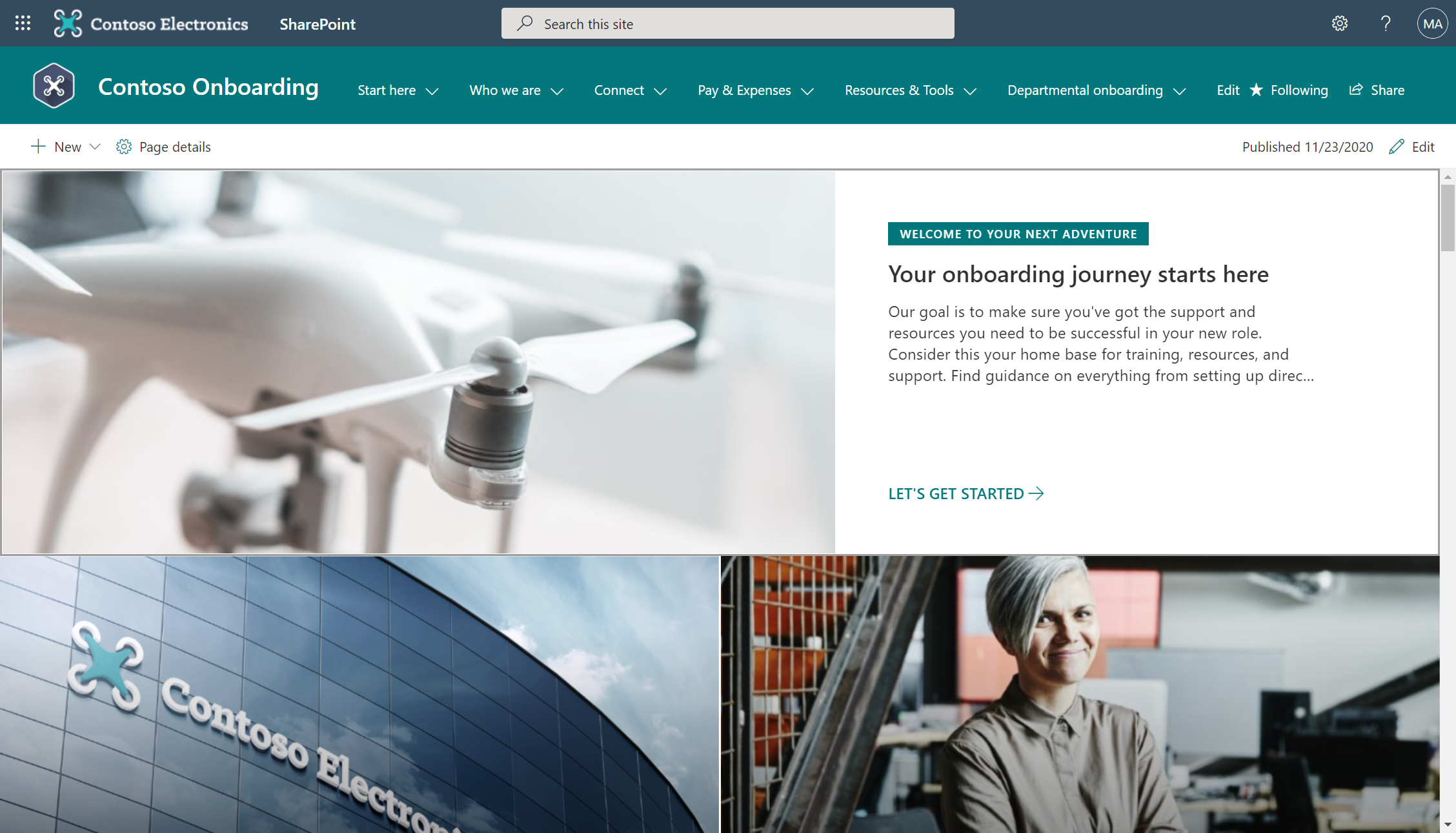 Image the corporate onboarding site