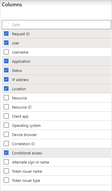 Screenshot shows the Columns dialog box where you can select attributes.