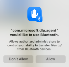 Screenshot that shows Bluetooth access request