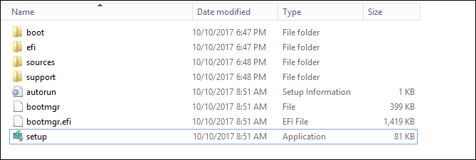 Windows Explorer showing the setup.exe file