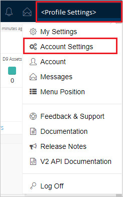 Screenshot that shows the "Profile Settings" menu with "Account Settings" selected.