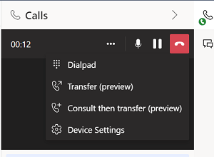 Snímka obrazovky, ktorá zobrazuje možnosti prenosu hovorov vrátane Prepojiť (ukážka).