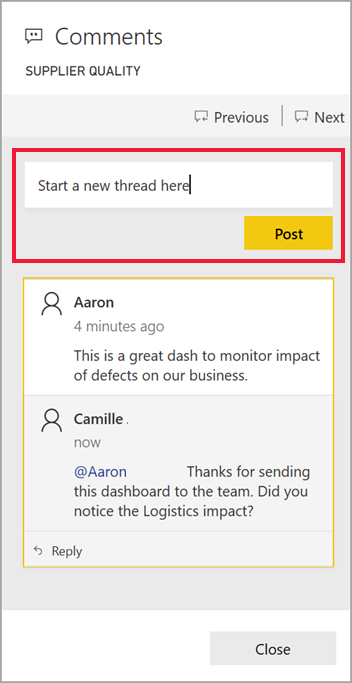 Screenshot showing the comment input field outlined.