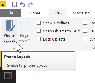 Screenshot of the Mobile layout button in the View menu.