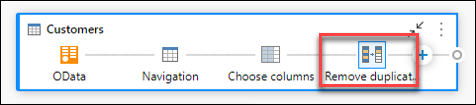 Odstránenie transformácie duplikátov pridanej pomocou ikony +, ktorá sa nachádza v dotaze v zobrazení diagramu.