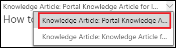 Izbira obrazca članka zbirke znanja portala.