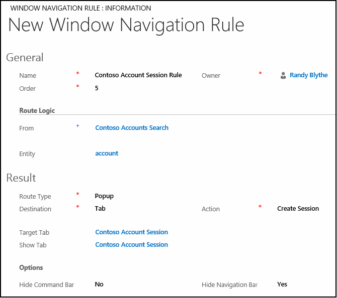 Create a window navigation rule.