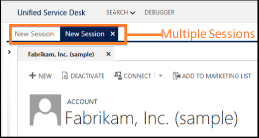 Multiple sessions in Unified Service Desk.