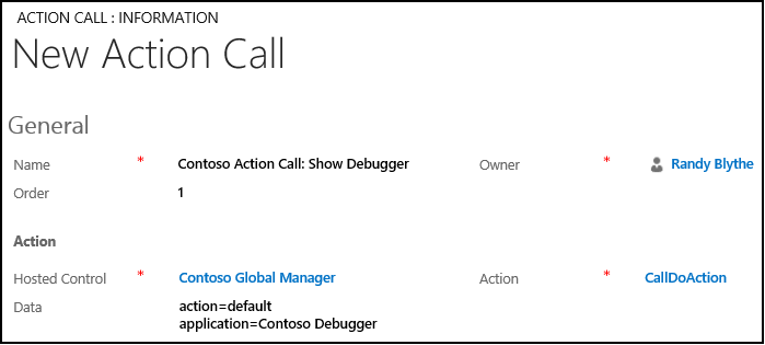 Create action call in Unified Service Desk.