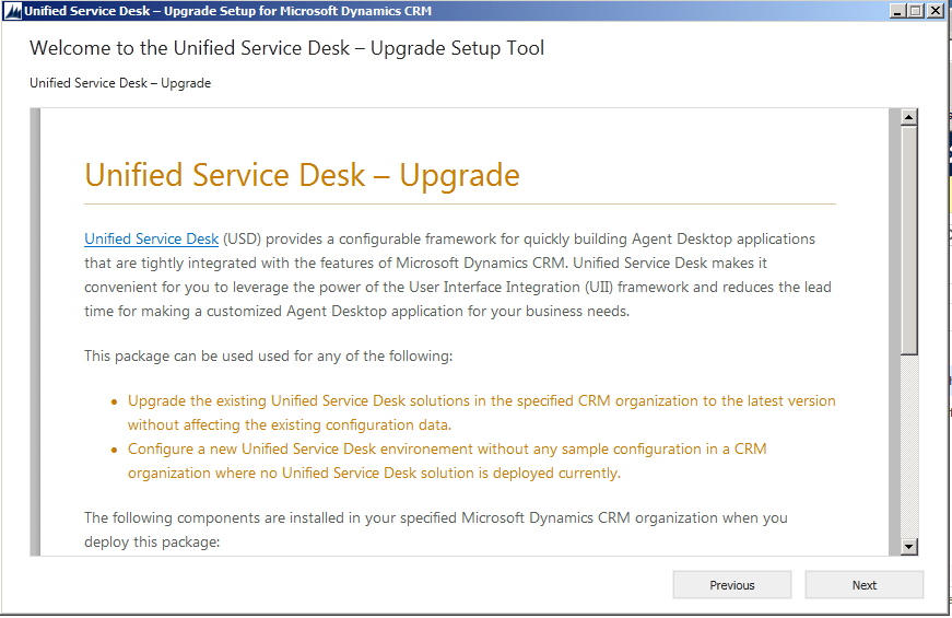Podrobnosti o nadgradnji Unified Service Desk.
