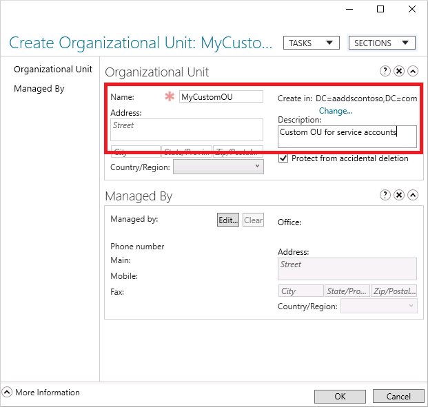 Create a custom OU from the Active Directory Administrative Center